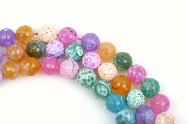 10mm PASTEL AGATE Round Beads, Agate Gemstone Beads, Faceted, full strand, 38 beads per strand, gag0219