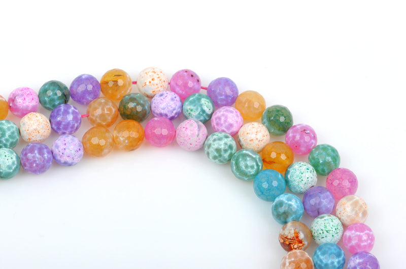 10mm PASTEL AGATE Round Beads, Agate Gemstone Beads, Faceted, full strand, 38 beads per strand, gag0219