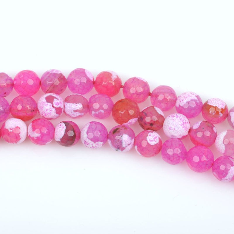 10mm Round STRAWBERRY PINK AGATE Beads, round faceted gemstone, full strand,  gag0208