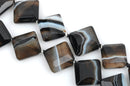 16mm Banded Brazilian AGATE Beads, Diamond Square Shape, faceted natural gemstone, black and white, full strand, 20 beads, gag0274