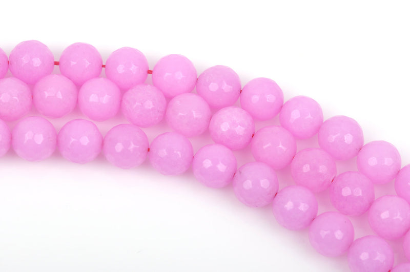 6mm BUBBLEGUM PINK JADE Beads, Round Gemstone Beads, Faceted, full strand, 60 beads per strand, gjd0151