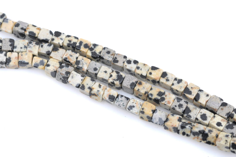 4mm DALMATIAN JASPER Cube Beads, Jasper Gemstone Beads, full strand, 94 beads per strand, gja0100