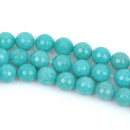 14mm TURQUOISE Blue Green JADE Beads, Round Gemstone Beads, Faceted, full strand, 27 beads per strand, gjd0188