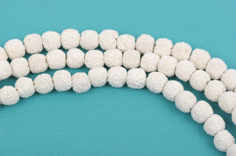 8mm White LAVA Beads, Round Perfume Diffuser Beads, Essential Oil Beads, full strand, about 50 beads, glv0007