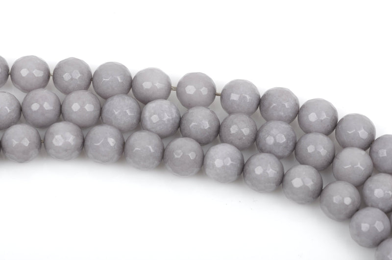 8mm HEATHER GREY JADE Beads, Round Gemstone Beads, Faceted, full strand, 47 beads per strand, gjd0157