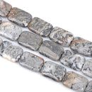 25mm CRAZY LACE AGATE Beads, Rectangle Shape, puffed rectangle beads, natural gemstone, grey beads, full strand, 16 beads, gag0227