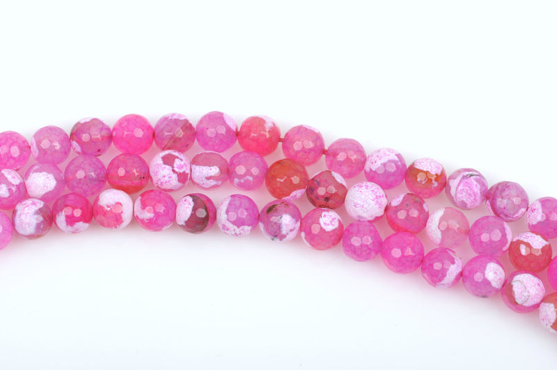 12mm Round STRAWBERRY PINK AGATE Beads, round faceted gemstone, full strand,  gag0207b
