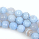 10mm Round FACETED Mixed Colors Pale BABY BLUE  Agate Beads,  Natural Gemstones, full strand gag0006
