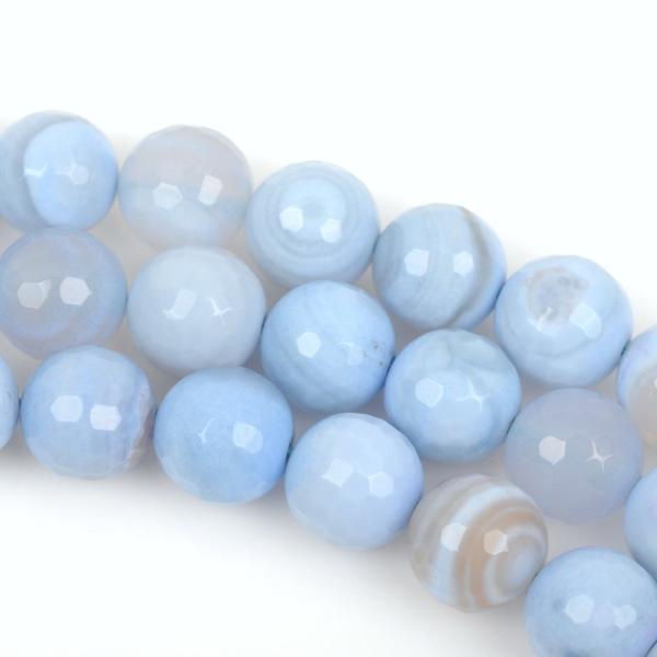 14mm LIGHT BLUE AGATE Round Beads, genuine gemstones . faceted, full strand, gag0038b