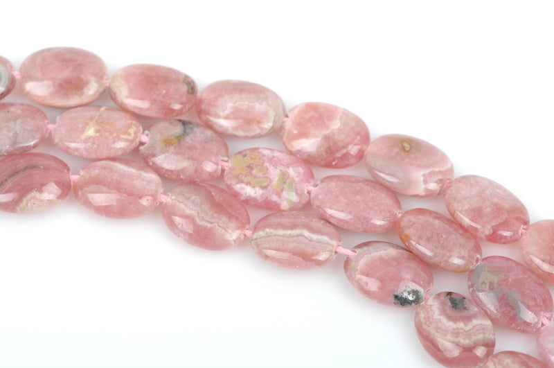 16x12mm Banded RHODOCHROSITE Oval Beads, genuine gemstones . non-faceted, rose pink, full strand, grh0007b