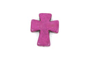 36x30mm Howlite Cross Beads, Gemstone Beads, MAGENTA PURPLE Beads, full strand, 11 beads, how0424