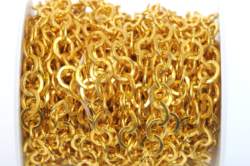 1 yard (3 feet) Bright Gold ROUND Link Chain, links are 8mm  fch0340