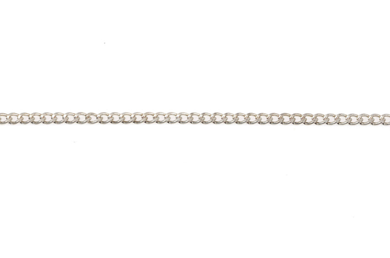 1 yard (3 feet) Silver Tone Curb Link Chain, links are 3x2mm  fch0343