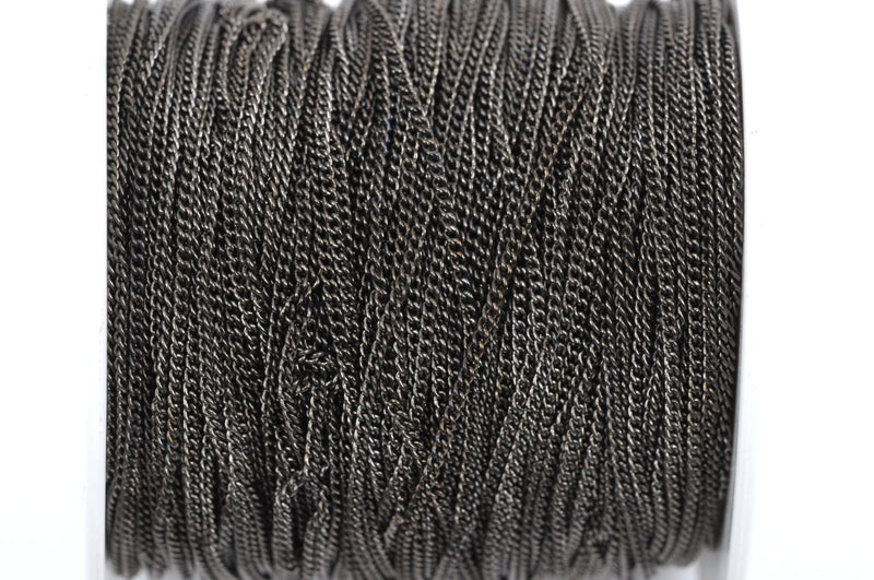 1 yard (3 feet) Gunmetal Black Curb Link Chain, links are 1.5x1.5mm, tassel chain,  fch0344