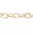 1 yard (3 feet) Light Gold Oval Hammered Link Chain, links are 21x14mm  fch0348