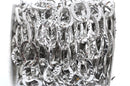 1 yard (3 feet) Silver Oval Hammered Link Chain, links are 21x14mm  fch0350