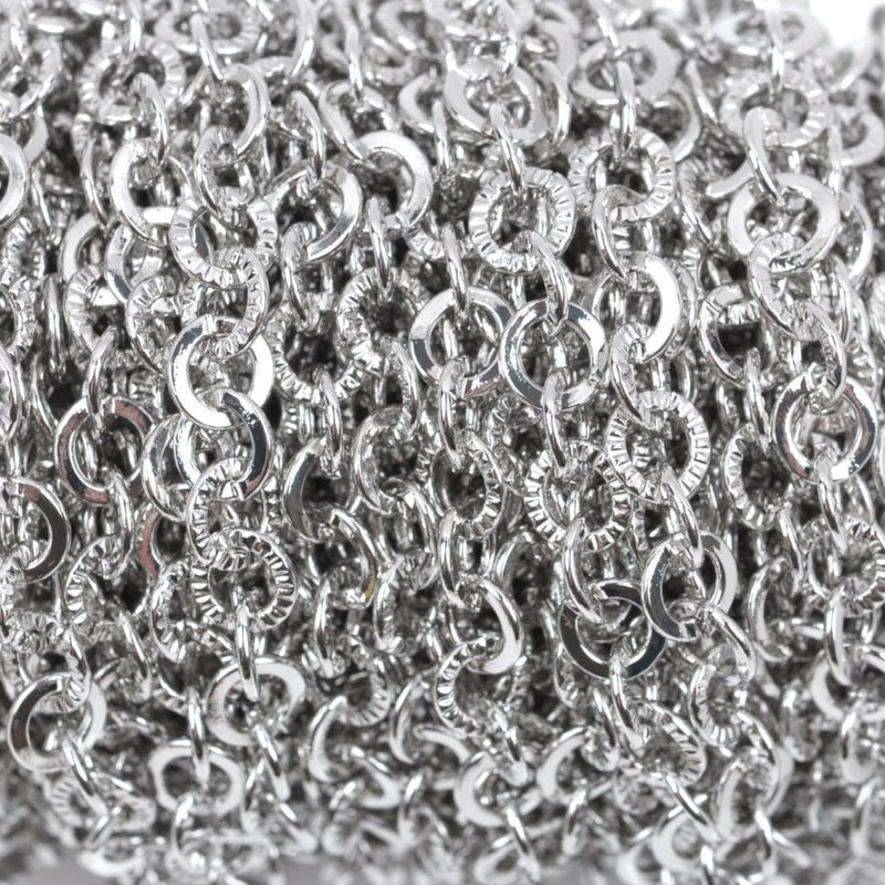 1 yard Silver Round Textured Cable Link Chain, links are 6mm fch0354a