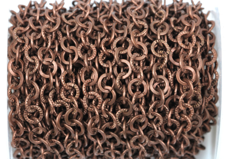 1 yard (3 feet) Copper Round Textured Cable Link Chain, links are 6mm  fch0356a