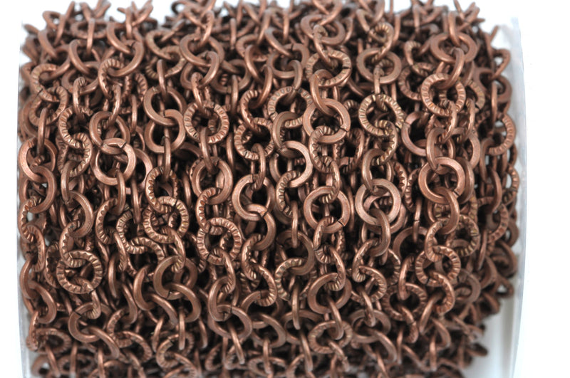 10 yards (30+ feet) Copper Round Textured Cable Link Chain, links are 6mm  fch0356b