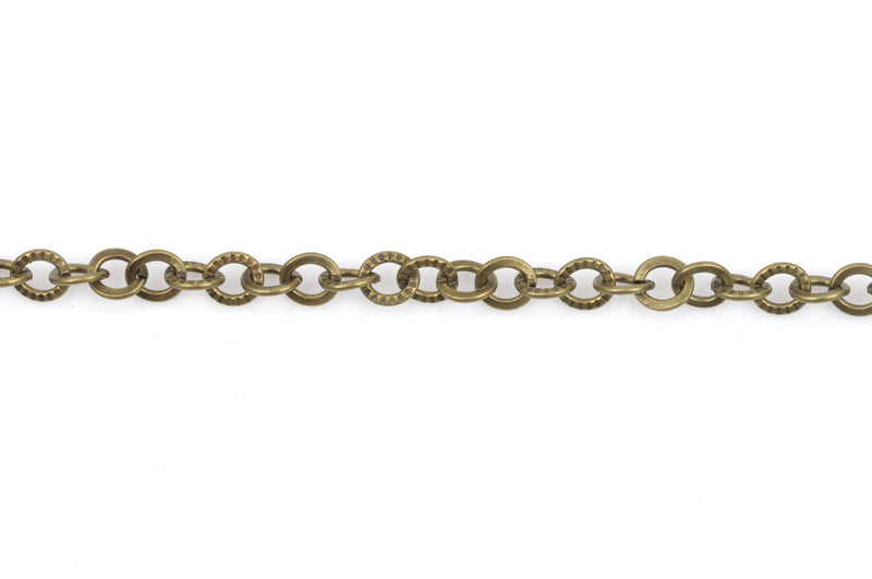 1 yard (3 feet) Bronze Round Textured Cable Link Chain, links are 6mm  fch0357a