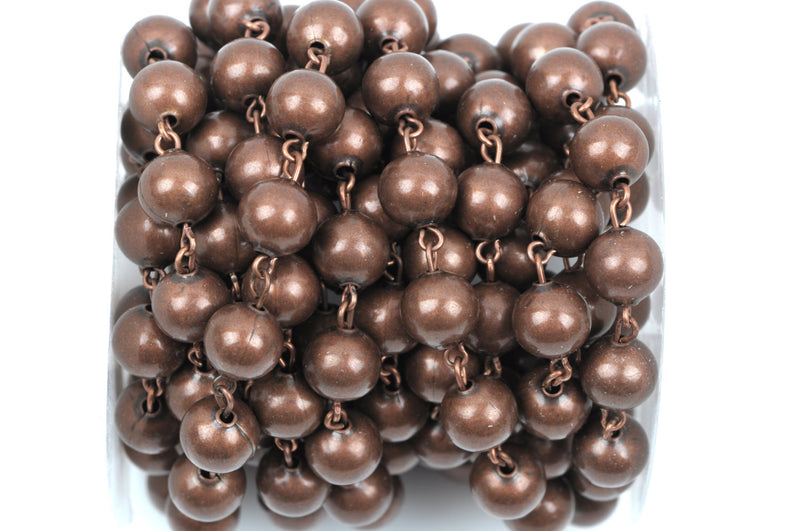 1 yard (3 feet) Copper Round Bead Chain, Rosary Chain, Metal Ball Chain Beads are 10mm  fch0359a