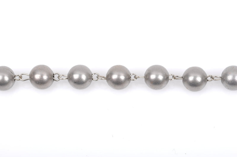 11 feet spool Matte Silver Round Bead Chain, Rosary Chain, Metal Ball Chain Beads are 10mm  fch0360b