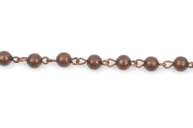 1 yard Copper Round Bead Chain, Rosary Chain, Metal Ball Chain Beads are 6mm fch0364a