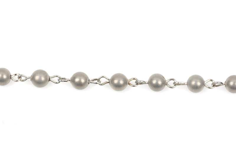 13 feet Matte Silver Round Bead Chain, Rosary Chain, Metal Ball Chain Beads are 6mm  fch0366b
