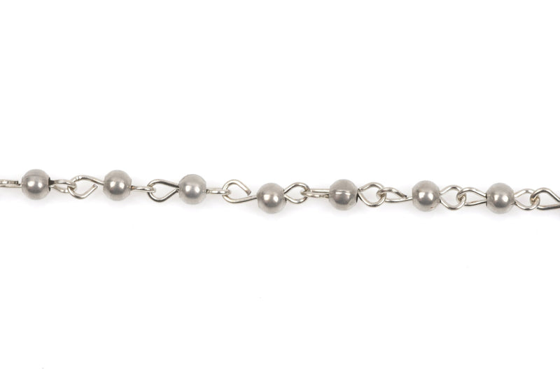 1 yard Matte Silver Round Bead Chain, Rosary Chain, Metal Ball Chain Beads are 4mm  fch0367a