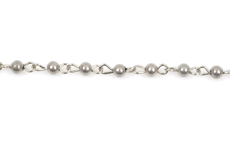 13 feet spool Matte Silver Round Bead Chain, Rosary Chain, Metal Ball Chain Beads are 4mm  fch0367b