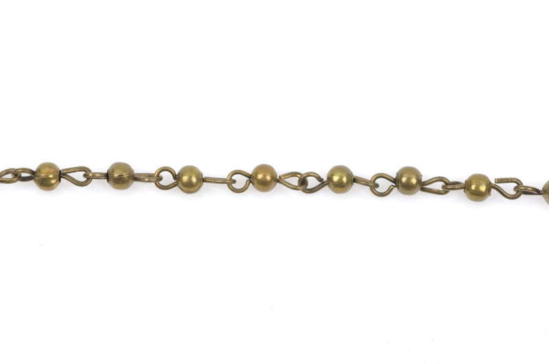 1 yard (3 feet) Bronze Round Bead Chain, Rosary Chain, Metal Ball Chain Beads are 4mm  fch0368a