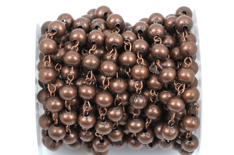 13 feet spool Copper Round Bead Chain, Rosary Chain, Metal Ball Chain Beads are 4mm  fch0369b