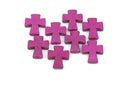 36x30mm Howlite Cross Beads, Gemstone Beads, MAGENTA PURPLE Beads, full strand, 11 beads, how0424