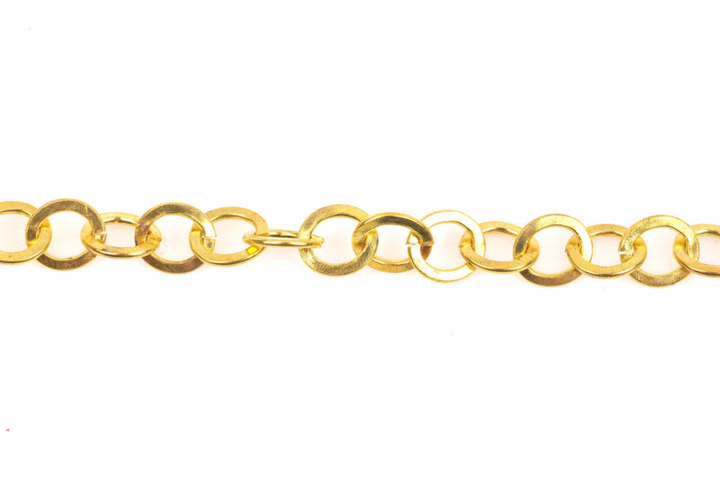 1 yard (3 feet) Bright Gold ROUND Link Chain, links are 8mm  fch0340