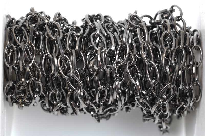 1 yard (3 feet) Gunmetal Black OVAL Link Chain, links are 8x5mm  fch0342