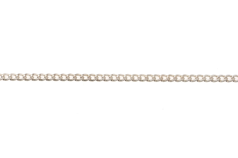 1 yard (3 feet) Silver Tone Curb Link Chain, links are 3x2mm  fch0343