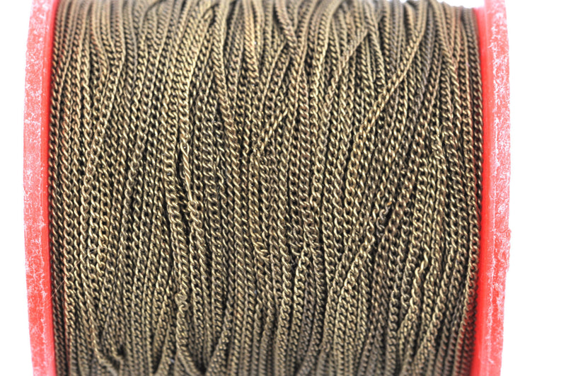 1 yard (3 feet) Bronze Curb Link Chain, links are 1.5x1.5mm, tassel chain, fch0346