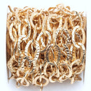 1 yard (3 feet) Light Gold Oval Hammered Link Chain, links are 21x14mm  fch0348
