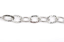 1 yard (3 feet) Silver Oval Hammered Link Chain, links are 21x14mm  fch0350