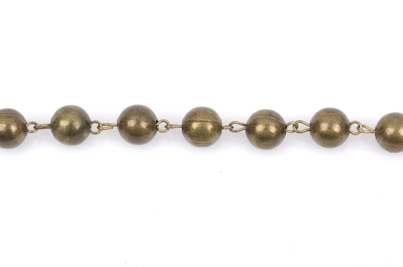 1 yard Bronze Round Bead Chain, Rosary Chain, Metal Ball Chain Beads are 10mm  fch0358a
