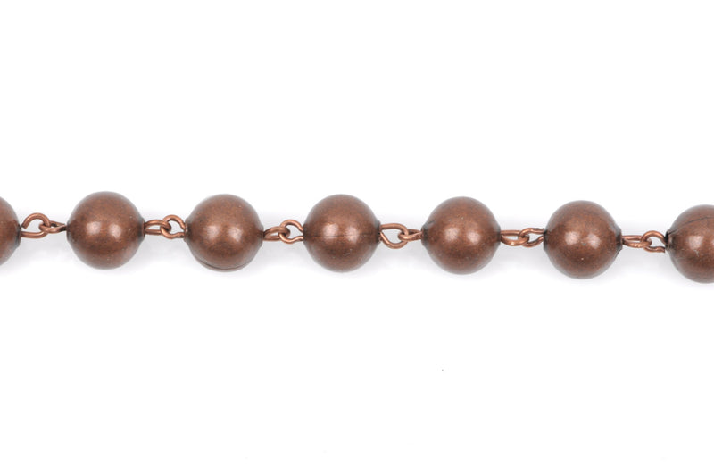 11 feet spool Copper Round Bead Chain, Rosary Chain, Metal Ball Chain Beads are 10mm  fch0359b