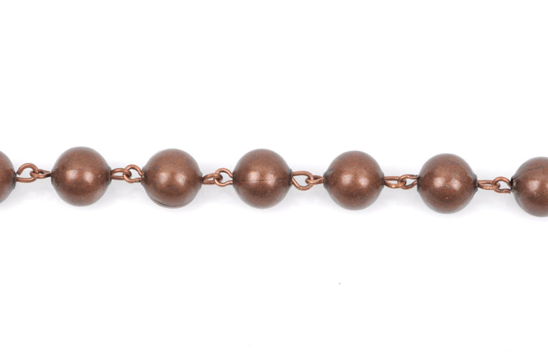 1 yard (3 feet) Copper Round Bead Chain, Rosary Chain, Metal Ball Chain Beads are 10mm  fch0359a