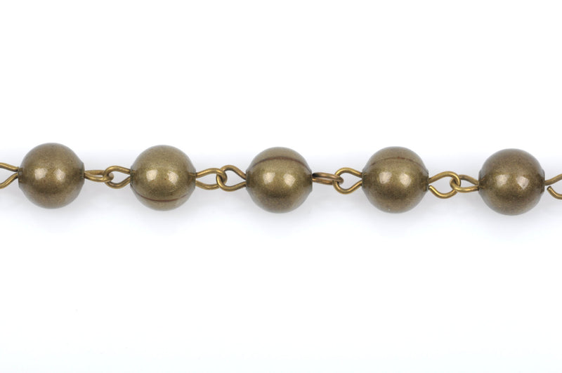 1 yard Bronze Round Bead Chain, Rosary Chain, Metal Ball Chain Beads are 8mm  fch0362a