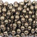 1 yard Bronze Round Bead Chain, Rosary Chain, Metal Ball Chain Beads are 8mm  fch0362a