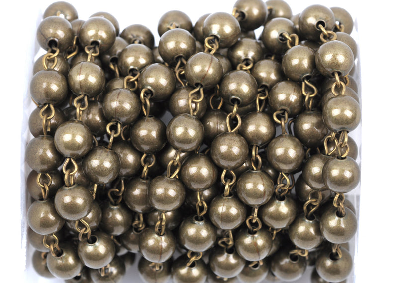 13 feet spool Bronze Round Bead Chain, Rosary Chain, Metal Ball Chain Beads are 8mm  fch0362b