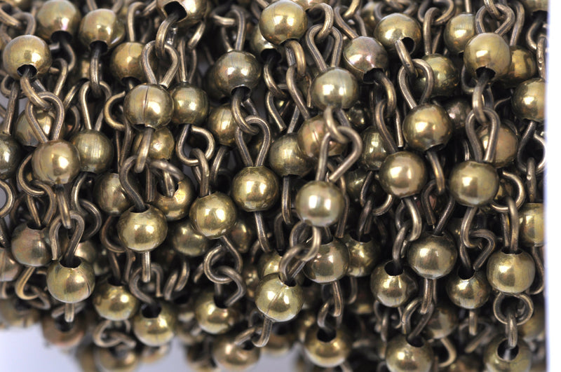 13 feet Bronze Round Bead Chain, Rosary Chain, Metal Ball Chain Beads are 6mm  fch0365b