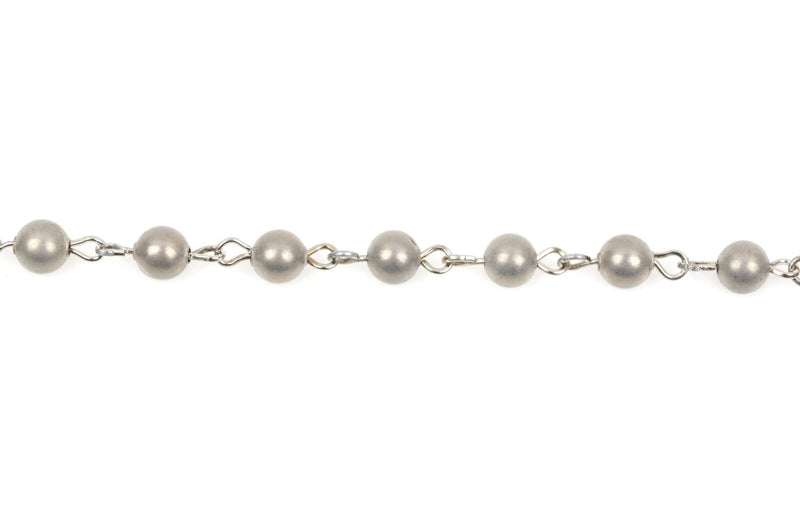 13 feet Matte Silver Round Bead Chain, Rosary Chain, Metal Ball Chain Beads are 6mm  fch0366b