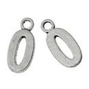 6 Silver Plated Number 0 (zero) Charms, 15mm tall, about 5/8" chs2280