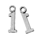 6 Silver Plated Number 1 (one) Charms, 15mm tall, about 5/8" chs2281