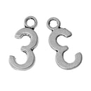 6 Silver Plated Number 3 (three) Charms, 15mm tall, about 5/8" chs2283